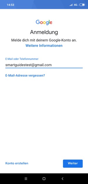 Geben Sie Ihre Gmail Adresse ein und wählen Sie Weiter