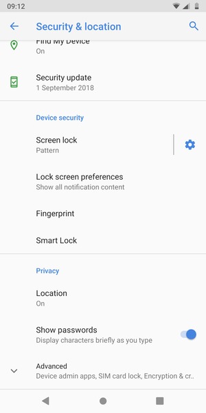 Scroll to and select Advanced