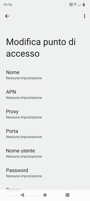 Inserisci le informazioni di Internet