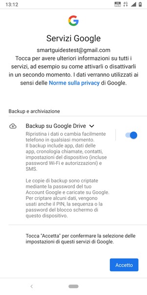 Seleziona Accetto