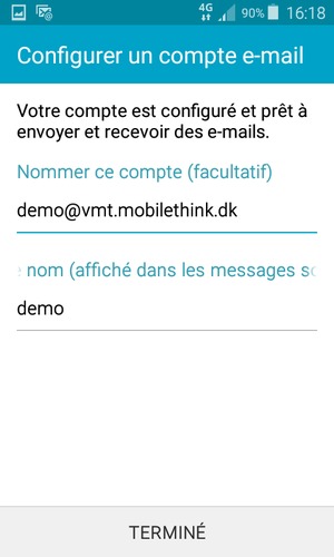 Donnez un nom à votre compte et saisissez votre nom. Sélectionnez TERMINÉ