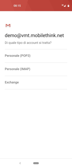 Seleziona Personale (POP3) o Personale (IMAP)