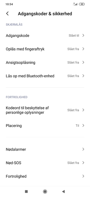 Din telefon er nu sikret med en skærmlås