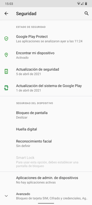 Para activar el bloqueo de pantalla, seleccione Bloqueo de pantalla