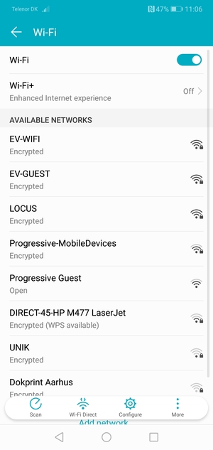 Select the wireless network you want to connect to