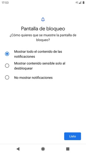 Seleccione la opción deseada y seleccione Listo