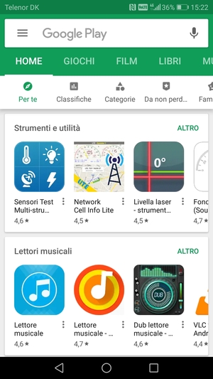 Seleziona la barra di ricerca