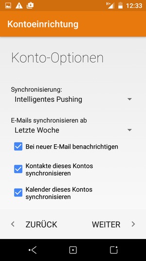 Wählen Sie WEITER
