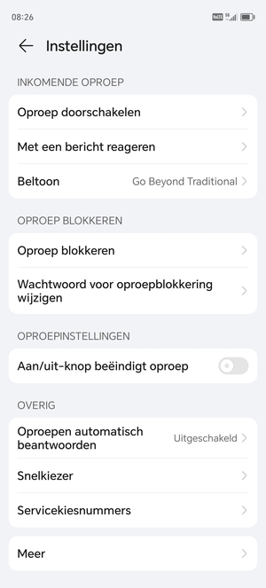 Scroll naar  en selecteer Meer