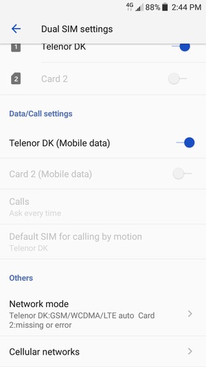 Scroll to and select Network mode