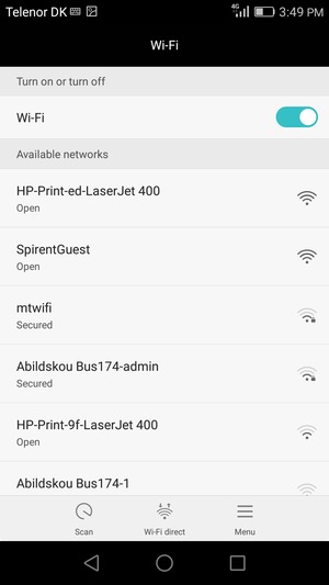 Select the wireless network you want to connect to