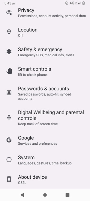Scroll to and select System
