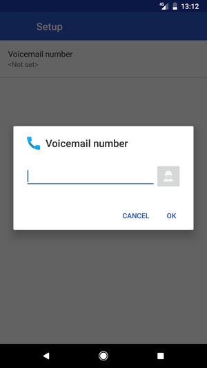 Enter the Voicemail number and select OK