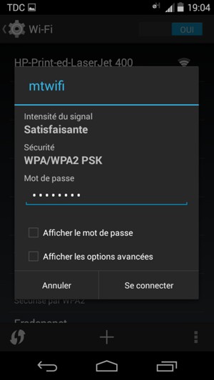 Saisissez le mot de passe du Wi-Fi et sélectionnez Se connecter