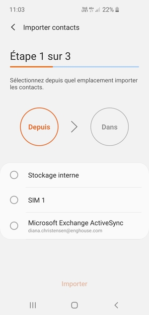 Sélectionnez SIM 1 ou SIM 2