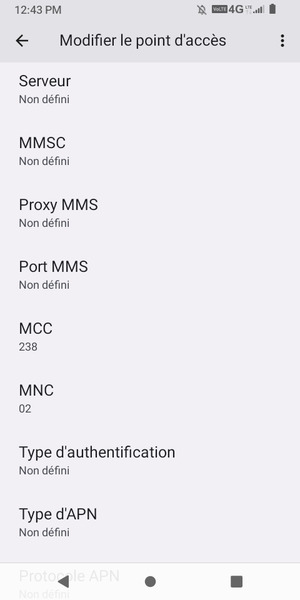 Faites défiler vers le bas et saisissez les informations MMS