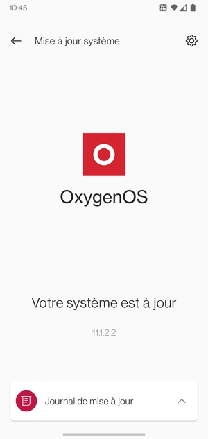 Si votre téléphone est à jour, vous verrez l'écran suivant