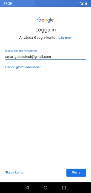 Ange din Gmail-adress och välj Nästa