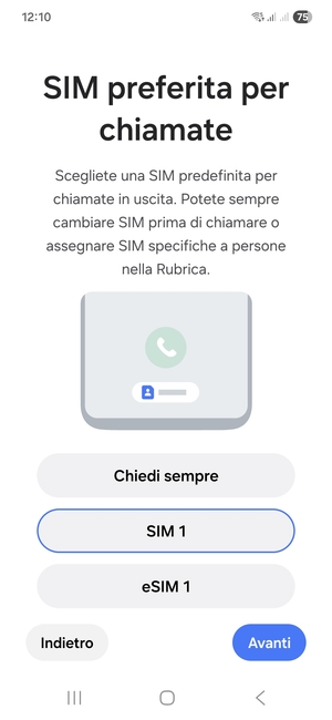 Seleziona la tua opzione preferita e poi Avanti