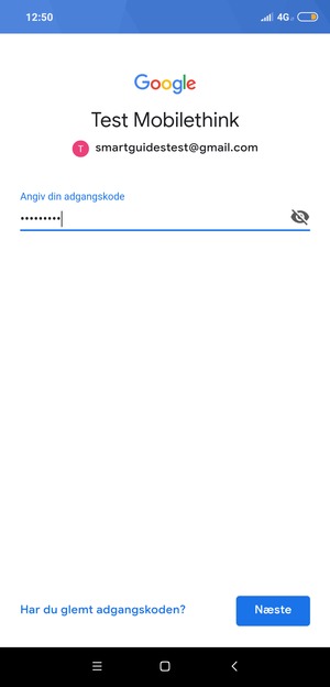 Indtast din Gmail adgangskode og vælg Næste
