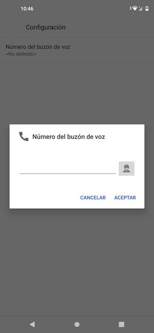 Introduzca el Número del buzón de voz y seleccione ACEPTAR