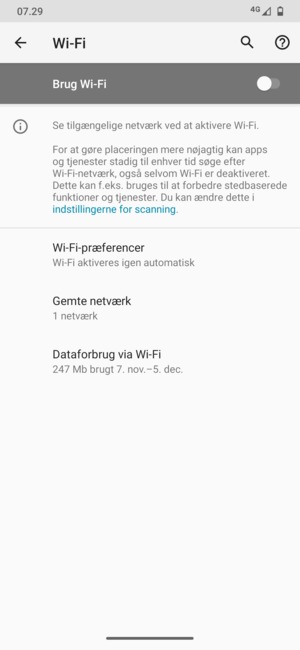 Aktiver Brug Wi-Fi