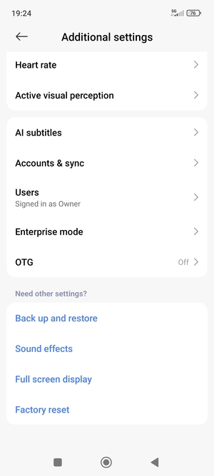 Scroll to and select Accounts & sync