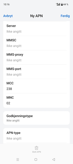 Bla ned og skriv inn MMS-informasjon