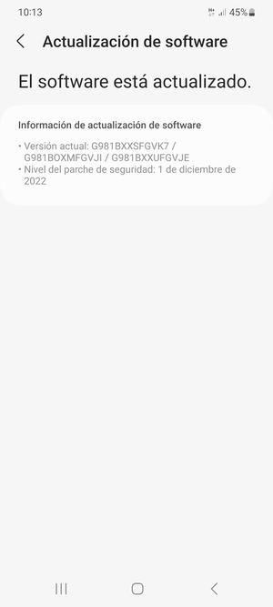 Si su teléfono está actualizado, verá la siguiente pantalla