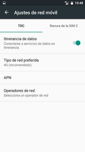 Activar o desactivar Itinerancia de datos