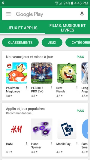 Sélectionnez la barre de Recherche