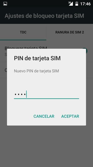 Introduzca su Nuevo PIN de tarjeta SIM y seleccione ACEPTAR