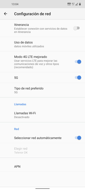 Seleccione Tipo de red preferido