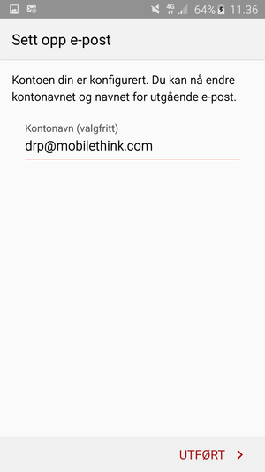 Gi kontoen din et navn og velg UTFØRT