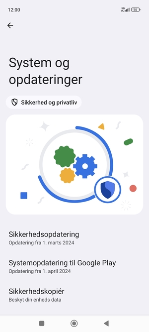 Vælg Systemopdatering til Google Play