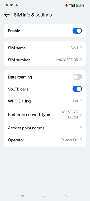 Select Access point names