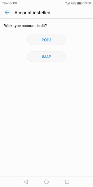Selecteer POP3 of IMAP