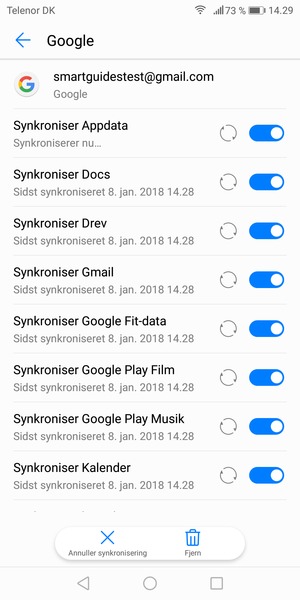 Dine oplysninger vil blive synkroniseret