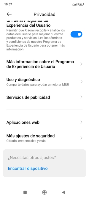 Desplácese y seleccione Más ajustes de seguridad
