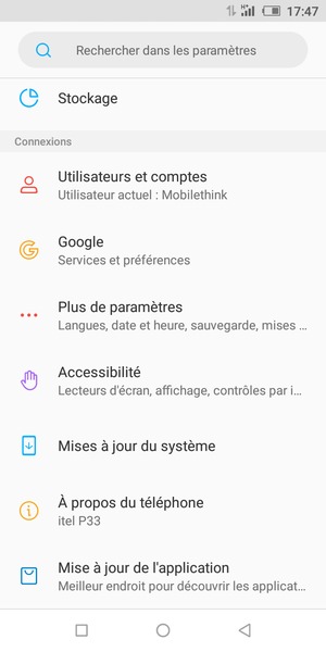 Faites défiler et sélectionnez Mises à jour du système