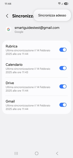 Seleziona Sincronizza adesso