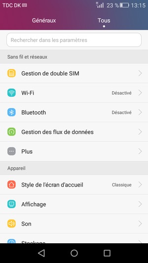 Sélectionnez Tous puis Plus