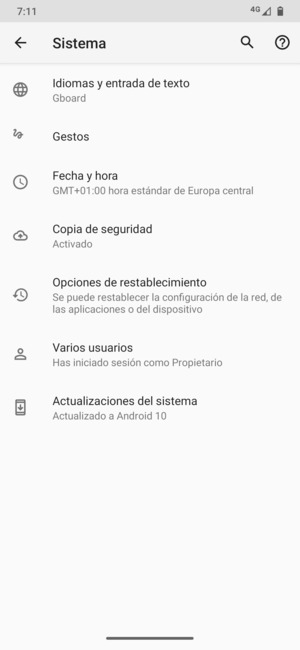 Seleccione Actualizaciones del sistema