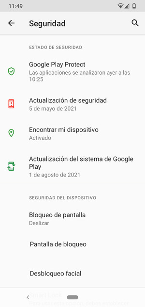 Seleccione Bloqueo de pantalla