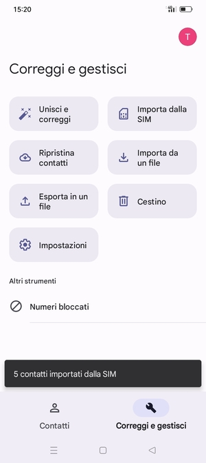 I tuoi contatti verranno salvati sul tuo account Google, e salvati sul tuo telefono la prossima volta che Google sarà sincronizzato.