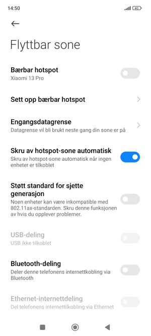 Velg Sett opp bærbar hotspot