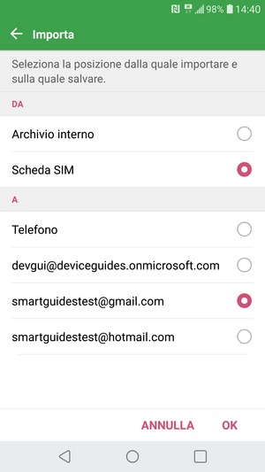 Seleziona Scheda SIM