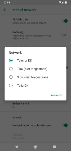 Selecteer een netwerkoperator uit de lijst