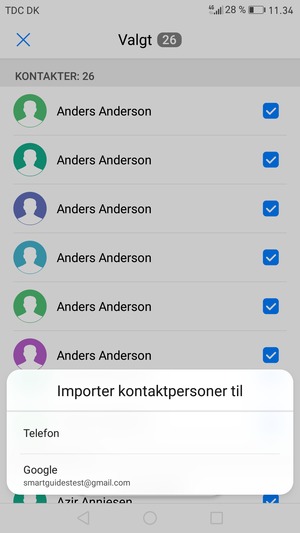 Vælg din Google konto