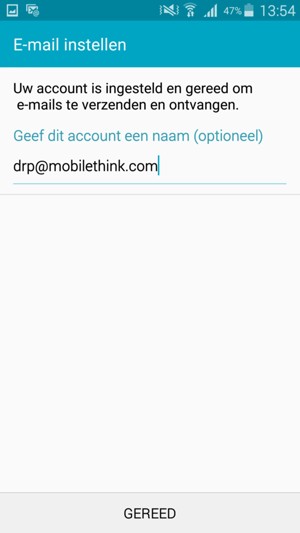 Geef uw account een naam en selecteer GEREED